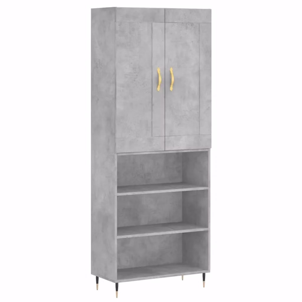 Credenza moderna vidaXL in legno e metallo grigio L: 69,5 cm, P: 34 cm, H: 180 cm – 2