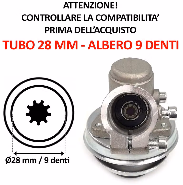 Testina di taglio per decespugliatori, 9 denti, tubo di diametro 28 mm, ricambio per tosaerba, attrezzo da giardino