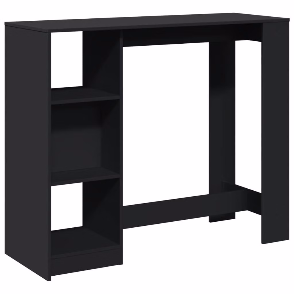 Tavolo Bar con Ripiano Nero 124x46x103,5 cm Legno Multistrato