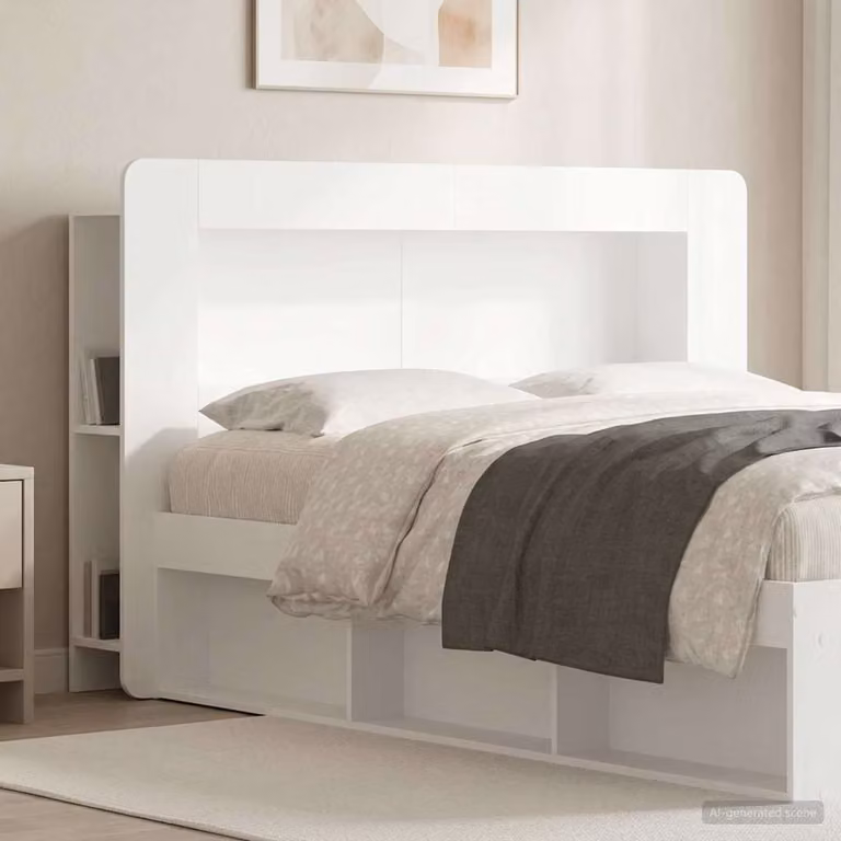 Testata del letto con ripiani integrati vidaXL in legno ingegnerizzato bianco