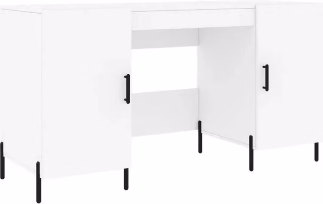 Scrivania da ufficio bianca in legno e metallo L/P/H: 140 x 50 x 75 cm