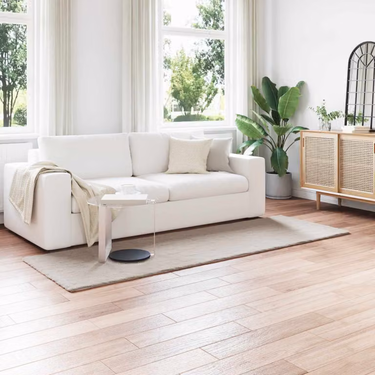 vidaXL Tappeto antiscivolo in ecopelliccia di coniglio beige, lavabile e moderno