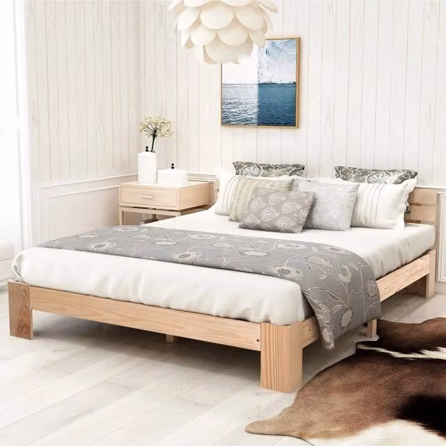letto matrimoniale in legno massello naturale 144 x 210 cm