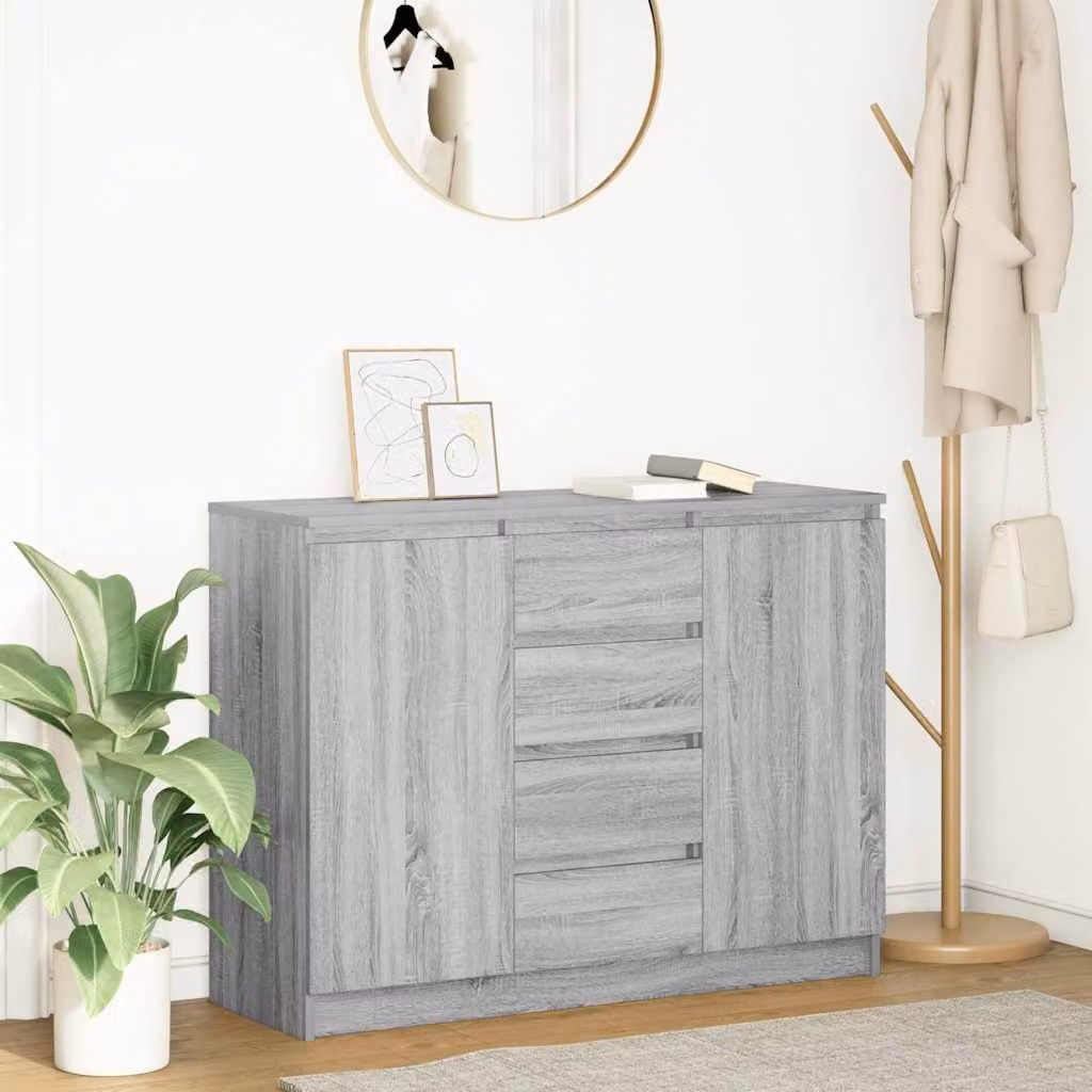 Credenza con cassetti vidaXL in grigio Sonoma, ideale per soggiorno o ufficio, L: 100,5 cm, P: 35 cm, H: 76 cm