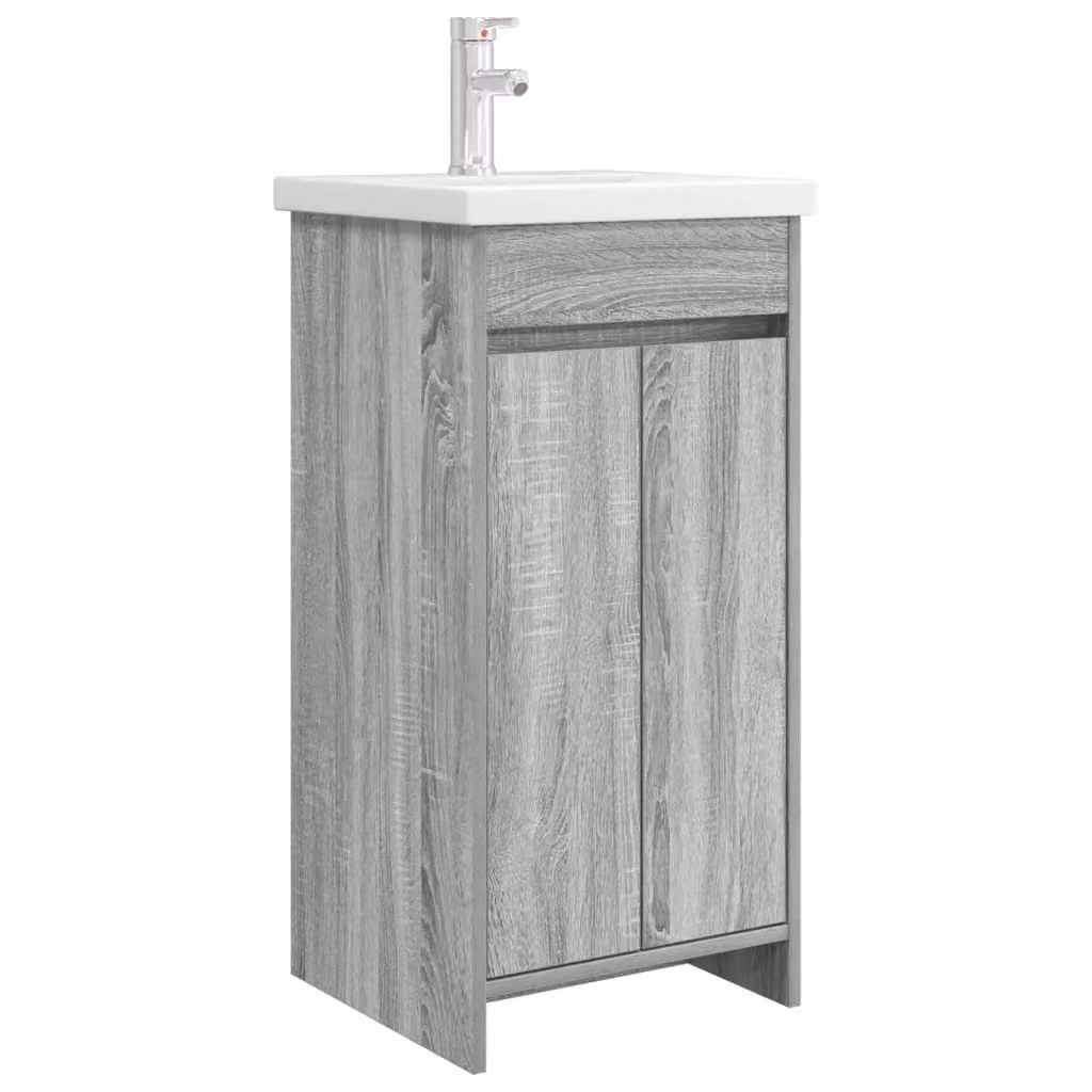 Mobile da bagno moderno vidaXL con lavabo Sonoma grigio, L: 42 cm, P: 40 cm, H: 84,5 cm – 2