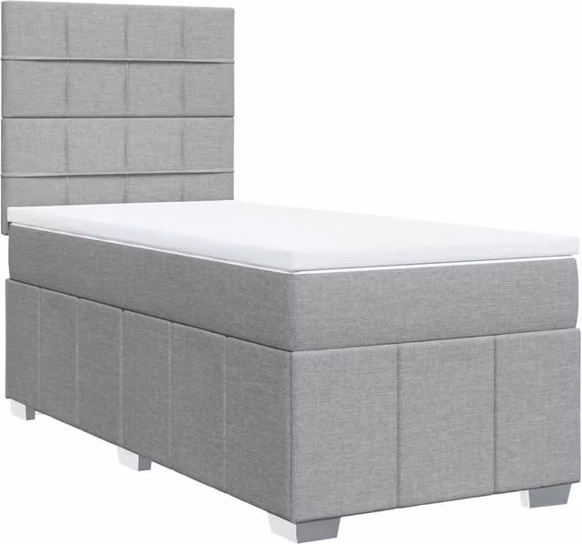 Letto singolo | Letto per adulti | Giroletto a Molle con Materasso Grigio Chiaro100x200 cm Tessuto