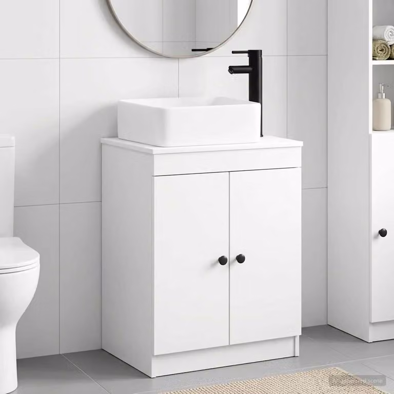 Set di mobili per il bagno moderno vidaXL in MDF bianco opaco