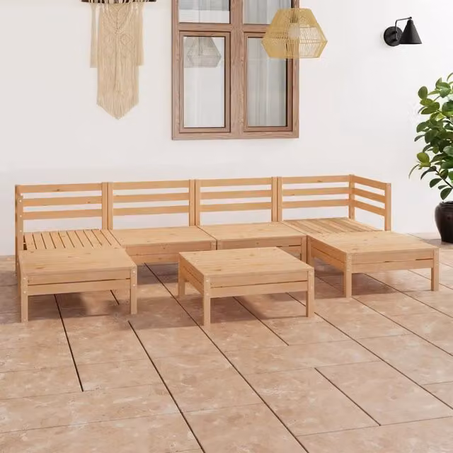 Set Salotto da Giardino 7 pz in Legno Massello di Pino 3083339