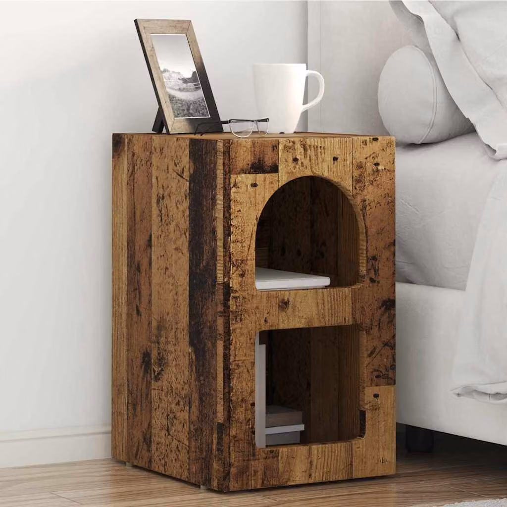 Set di 2 comodini vidaXL ELST in legno vecchio marrone L: 29,5 cm, P: 33,5 cm, H: 50 cm