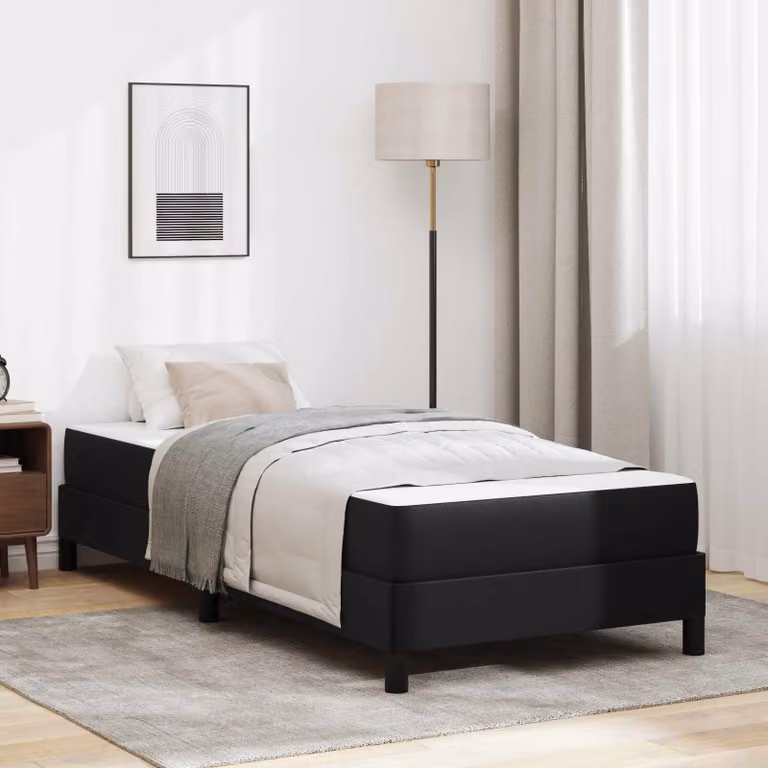 Struttura letto con materasso ibrido vidaXL in tessuto nero L/P/H: 200 x 90 x 45 cm