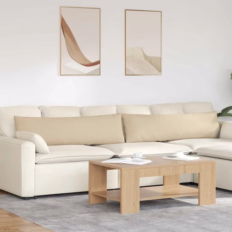 Set di 2 cuscini da divano vidaXL in tessuto beige con fodera rimovibile, L 145 cm x P 40 cm x H 40 cm