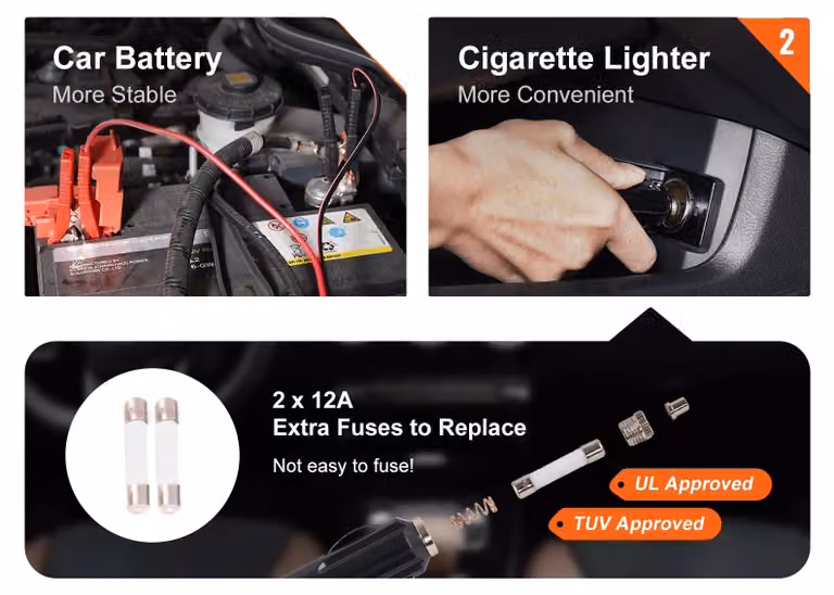 Sollevatore idraulico per auto elettriche, con un'escursione di sollevamento da 15,5-45 cm, capacità massima di 5 tonnellate, coppia massima di 450 N·m, alimentazione a corrente continua 12 V, velocità di gonfiaggio di 31 L/min