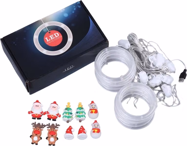 Anelli LED natalizi, luci LED, tenda luminosa LED con 10 anelli illuminati, luci natalizie, decorazione natalizia (3m) - JOLLYRINGS