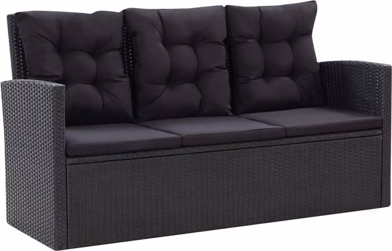 Set Divani da Giardino 6 pz con Cuscini in Polyrattan Nero