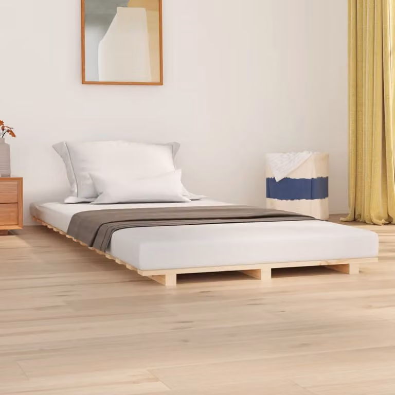 The Living Store Letto in legno massiccio 100x200 cm pino