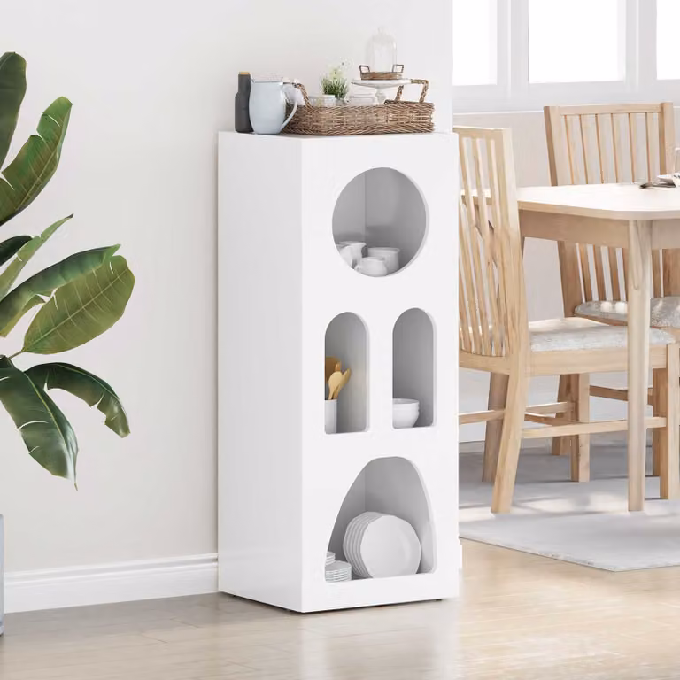 Credenza moderna vidaXL ELST in MDF bianco lucido L/P/H: 40 x 35 x 100.5 cm