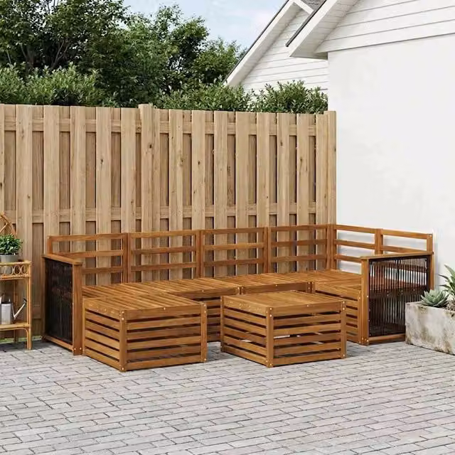 Set di divani da esterno 6 pz Naturale Legno di Acacia Massello 3384590