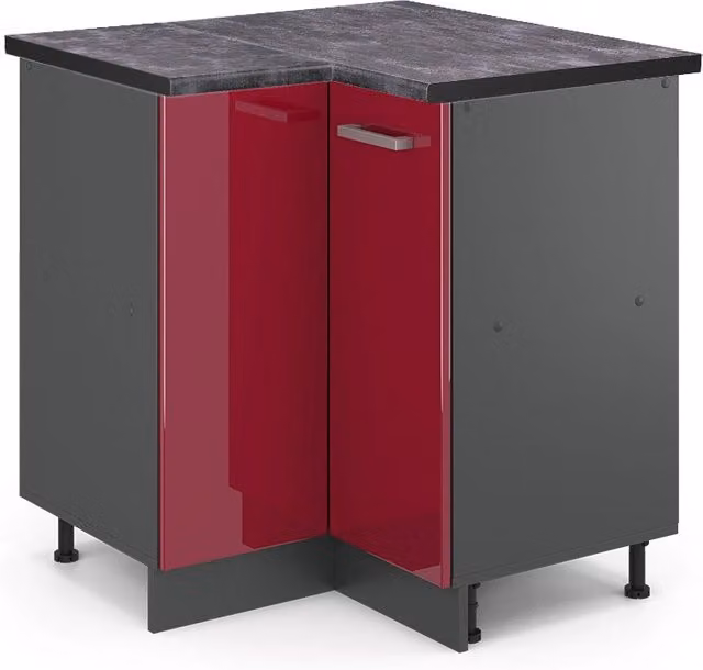 Mobile ad angolo cucina R-Line Rosso lucido/Antracite 75.6 cm, PL Antracite Vicco