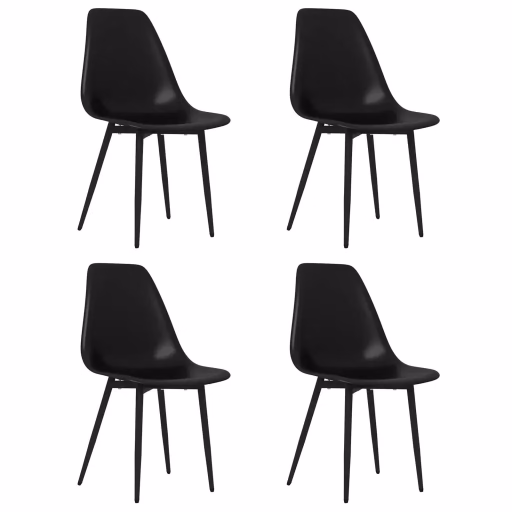 Set di 4 sedie da pranzo vidaXL in plastica e metallo nere con finitura opaca per cucina e sala da pranzo – 2