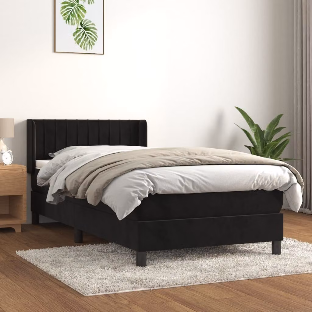 Maison Exclusive - Giroletto a Molle con Materasso Nero 90x200 cm in Velluto