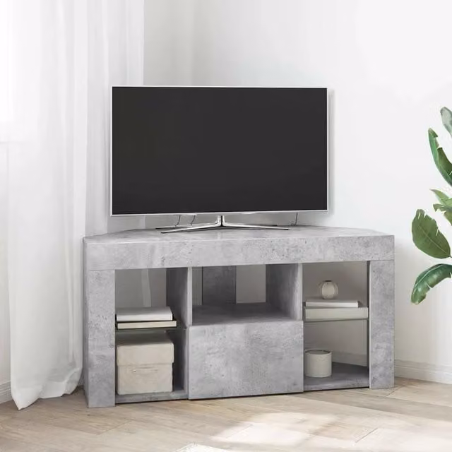 Mobile TV vidaXL con illuminazione LED integrata, design minimalista in legno, colore grigio, L 103 x P 40 x H 50 cm