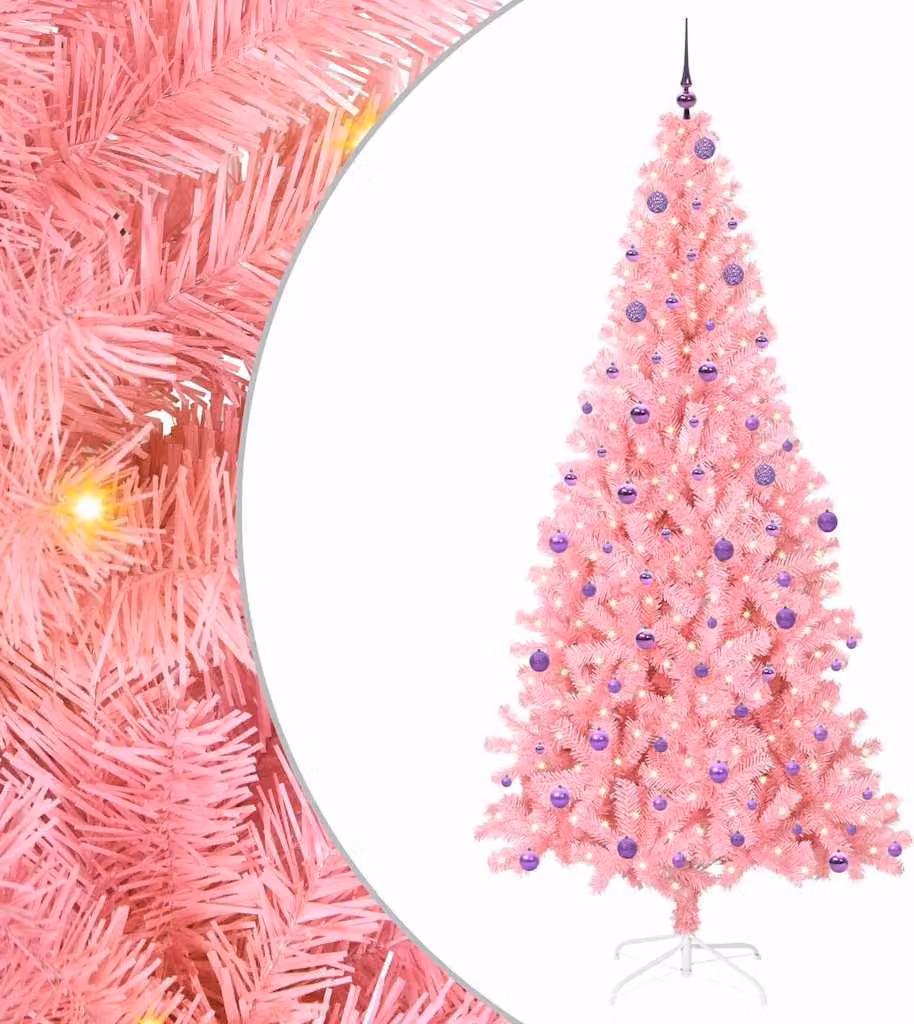 Albero di Natale con 300 LED con supporto Rosa 240 cm PVC
