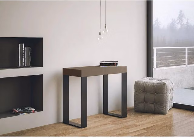 Consolle allungabile 90x40/196 cm Tecno Small telaio Antracite - Tortora