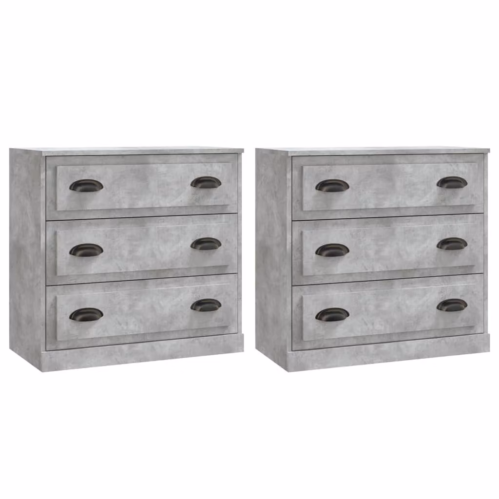 Credenze 2 pz Grigio Cemento in Legno Multistrato