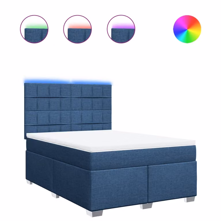 Giroletto a Molle con Materasso Blu 140x190 cm in Tessuto