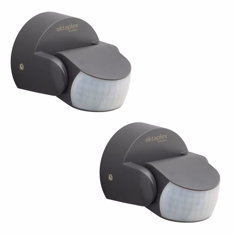 2x Oktaplex sensore di movimento orientabile IP65 a infrarossi 180° con protezione antincendio antracite