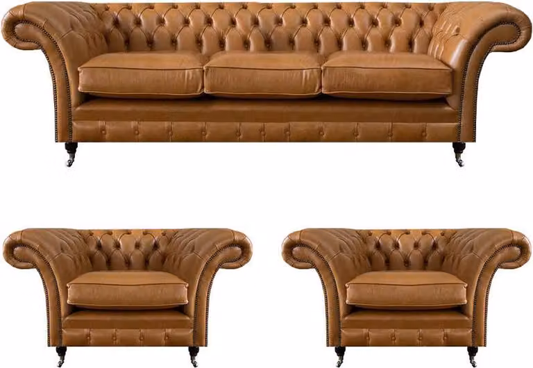 Ledersofa Braun Sofagarnitur 3+1+1 Sitzer Wohnzimmer Design Luxuriöse Möbel