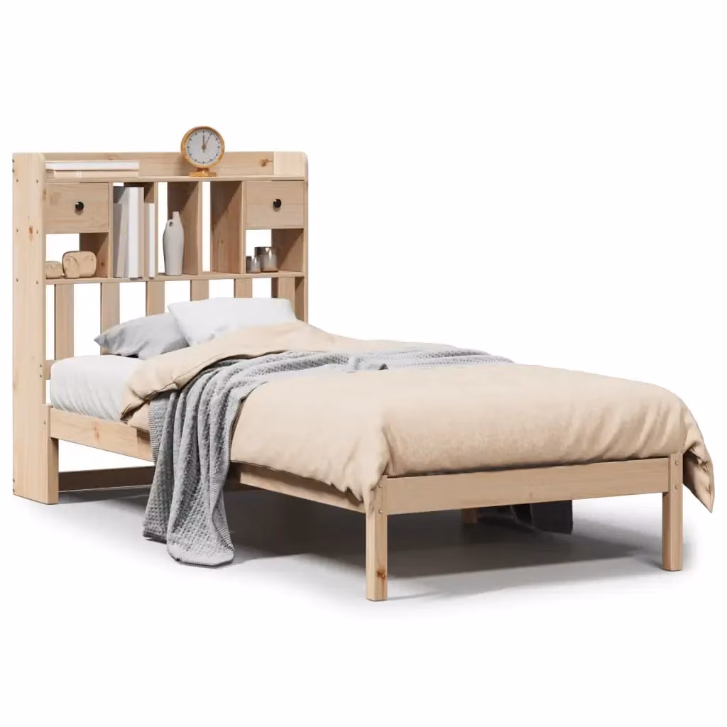 Letto a castello con libreria vidaXL in legno di pino naturale stile rustico L: 190 cm, P: 81 cm, H: 110 cm – 2