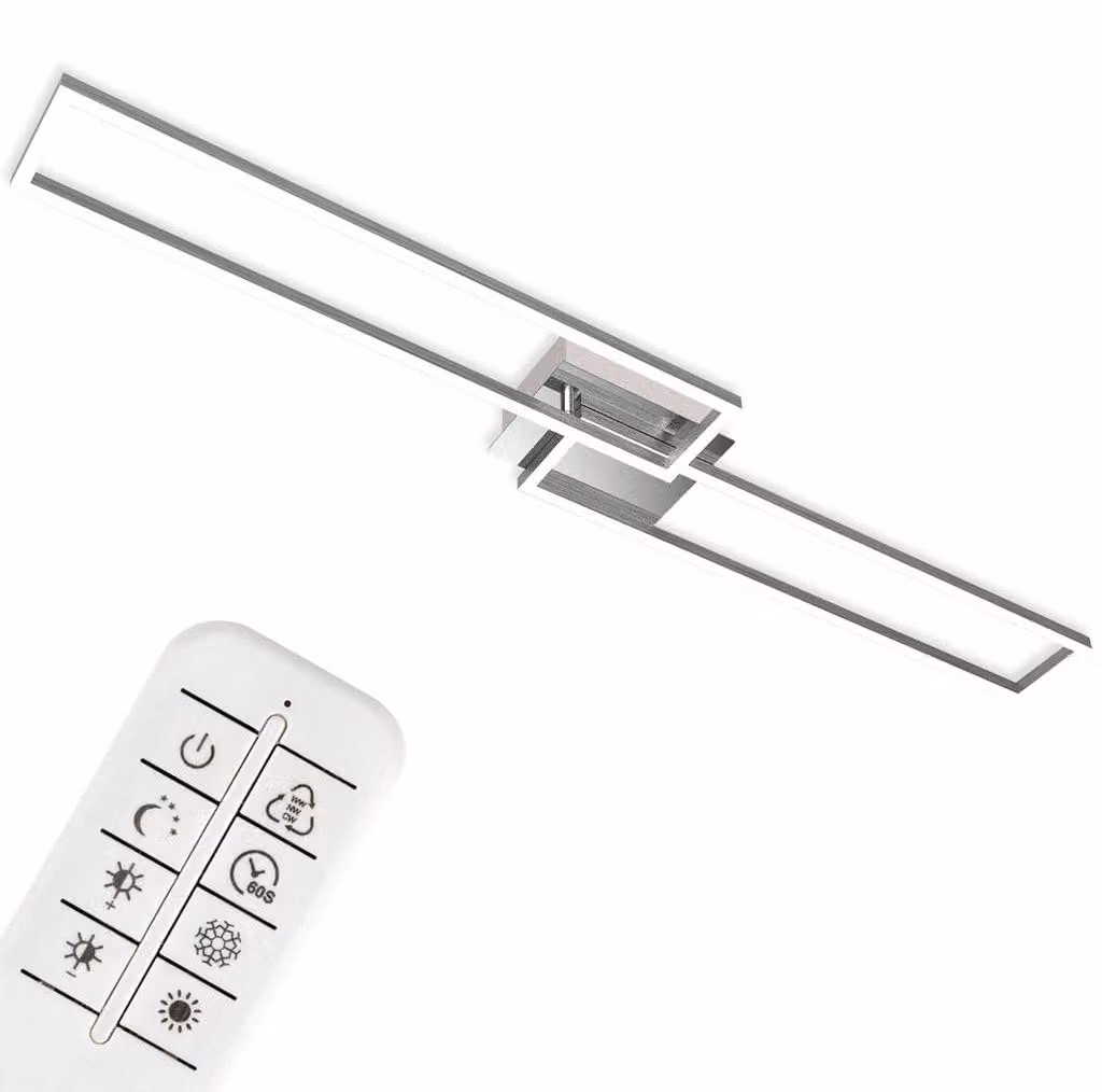 Lampada da soffitto a LED, dimmerabile, diametro 110 cm, finitura cromo-alluminio, con telecomando