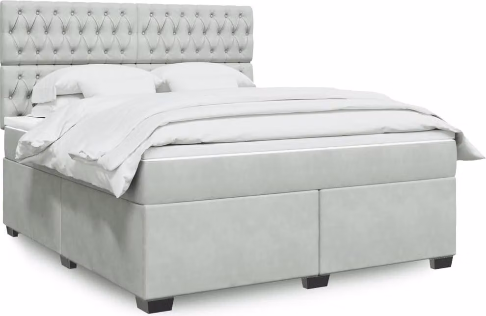 Maison Exclusive - Giroletto a Molle con Materasso Grigio Chiaro 180x200cm Velluto