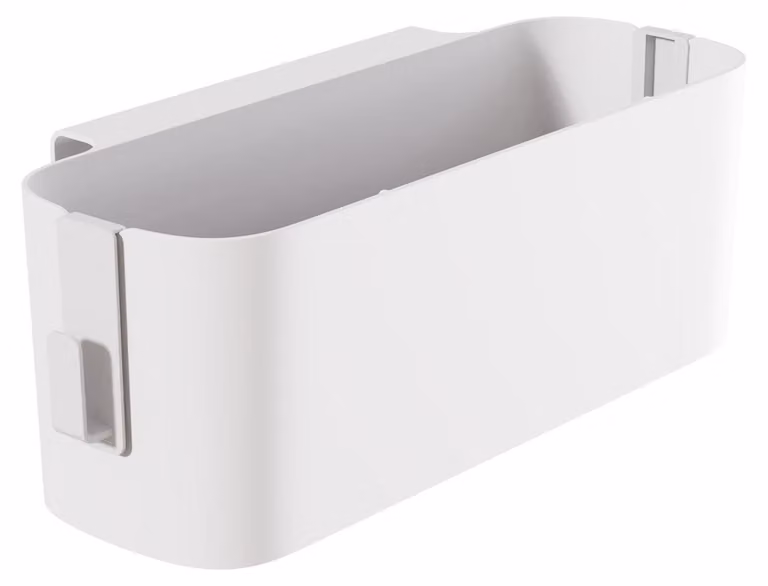 Cesto portaoggetti da comodino, ganci, contenitore da appendere, barra, scaffale organizzativo per dormitorio, ufficio, soggiorno, bianco