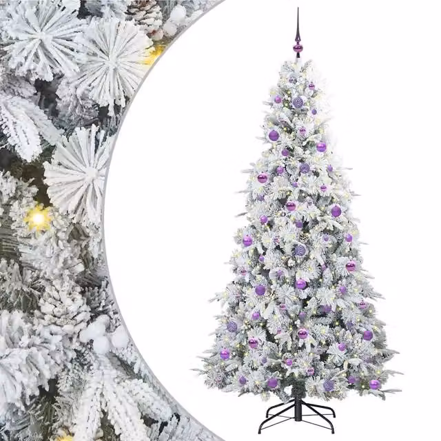 Albero di Natale Artificiale-Albero Natalizio con Rami Pieghevoli Bianco 210 cm 124175