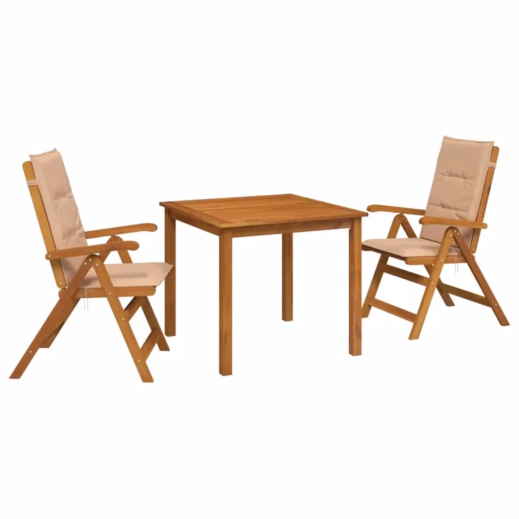Set da pranzo da giardino vidaXL in legno di acacia oliato beige, 3 pezzi per 2 persone – 2