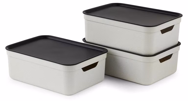 Set di 3 contenitori decorativi da 10 litri con coperchio