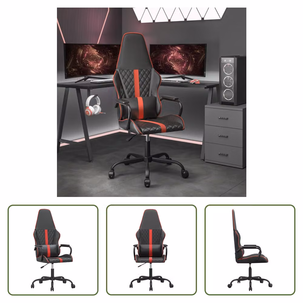 Sedia da gioco The Living Store con funzione massaggiante in Pelle finta rossa e nera
