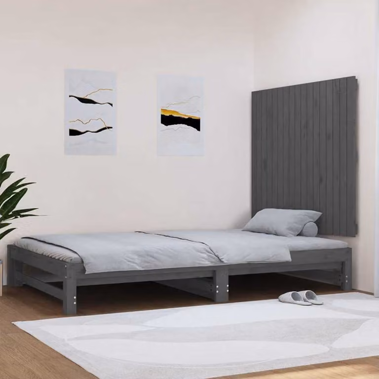 Testiera da parete vidaXL in legno massello di pino grigio, L 108 cm x H 90 cm x P 3 cm