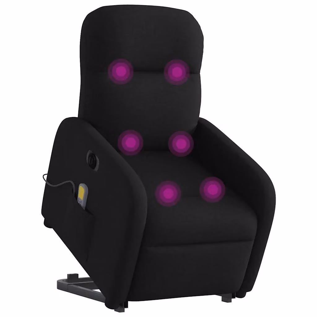 Poltrona Alzapersona Elettrica con Massaggio vidaXL in Tessuto Nero per Senior – 2