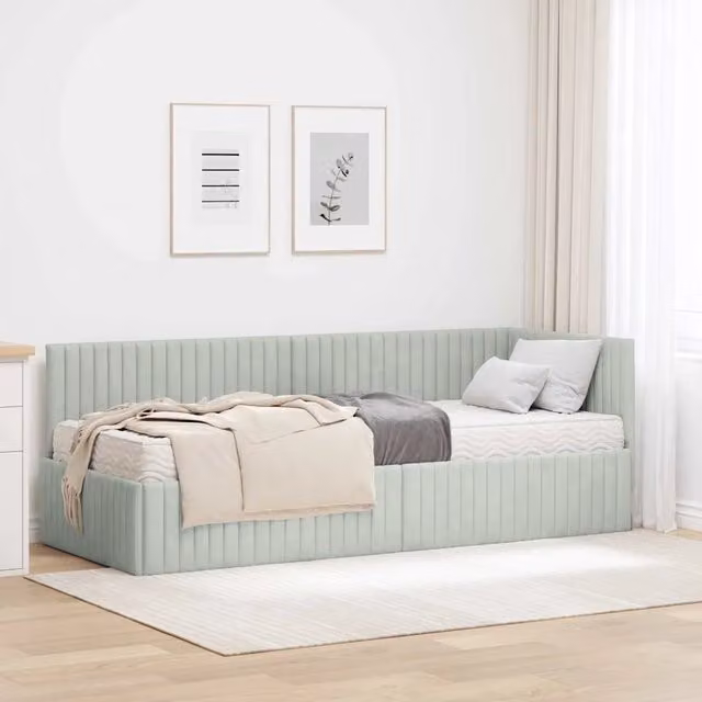 Letto con Materasso vidaXL in Velluto Grigio L: 80 cm, P: 200 cm, H: 84 cm
