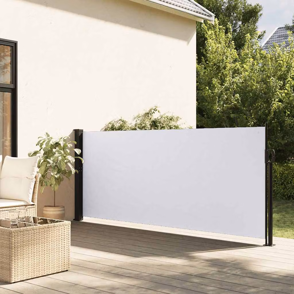 Tenda da Sole Laterale Retrattile vidaXL in Poliestere e Alluminio, Bianco, L: 300 cm, H: 140 cm