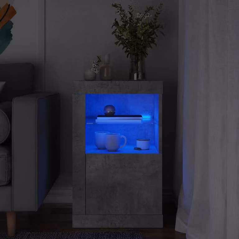 Armadietto moderno vidaXL con luci LED integrate e ripiani interni, Grigio, L/P/H: 67 x 41 x 37 cm