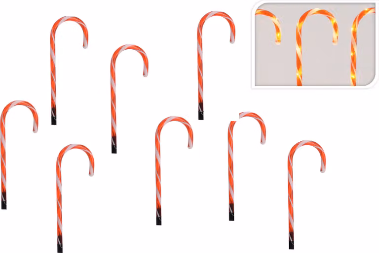 Bastoncini di zucchero con 7 LED - 8 pezzi in un set - Timer / 8 funzioni