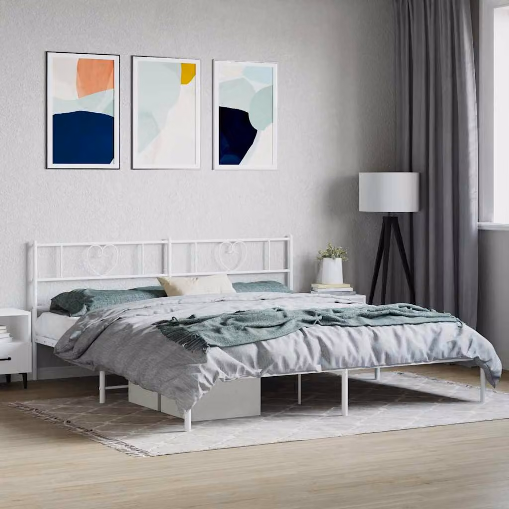 vidaXL Giroletto con Testiera in Metallo Bianco L/P: 180 x 200 cm