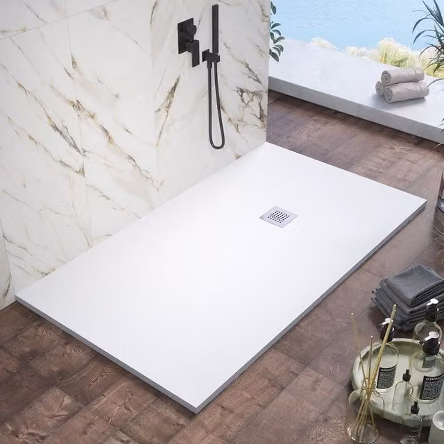 Piatto doccia 80x110cm in marmoresina bianco effetto pietra | Kos
