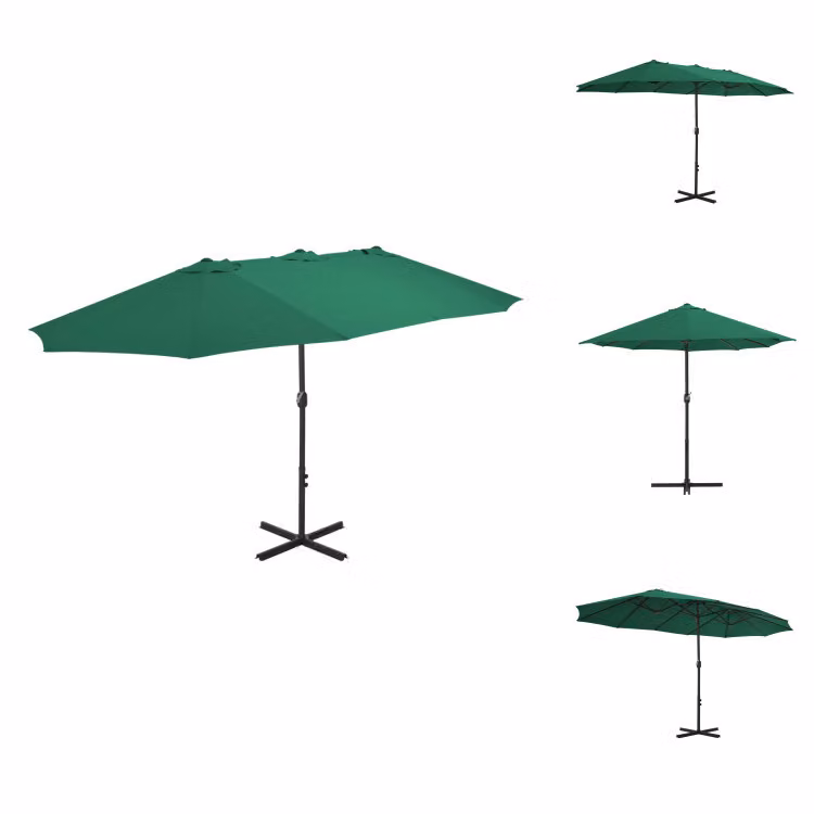 vidaXL Ombrellone con palo in alluminio 460 x 270 cm Verde - Ombrelloni e tende da sole