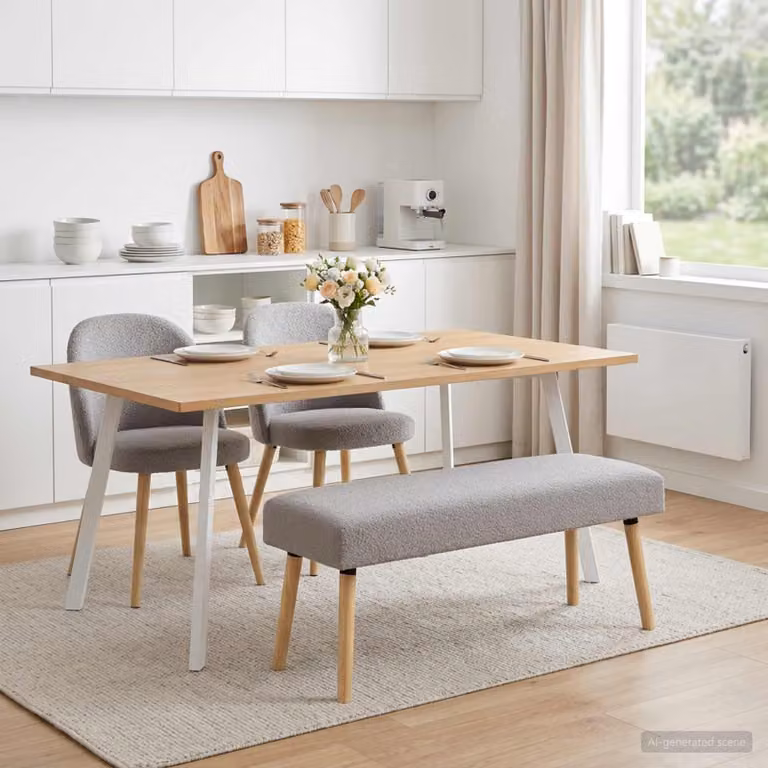 Panchina moderna vidaXL in tessuto bouclé Grigio Chiaro, L 110 x P 40 x H 46 cm