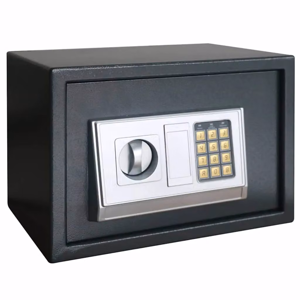 Cassetta di sicurezza digitale vidaXL in acciaio inossidabile, Grigio scuro, L/P/H: 35 x 25 x 25 cm